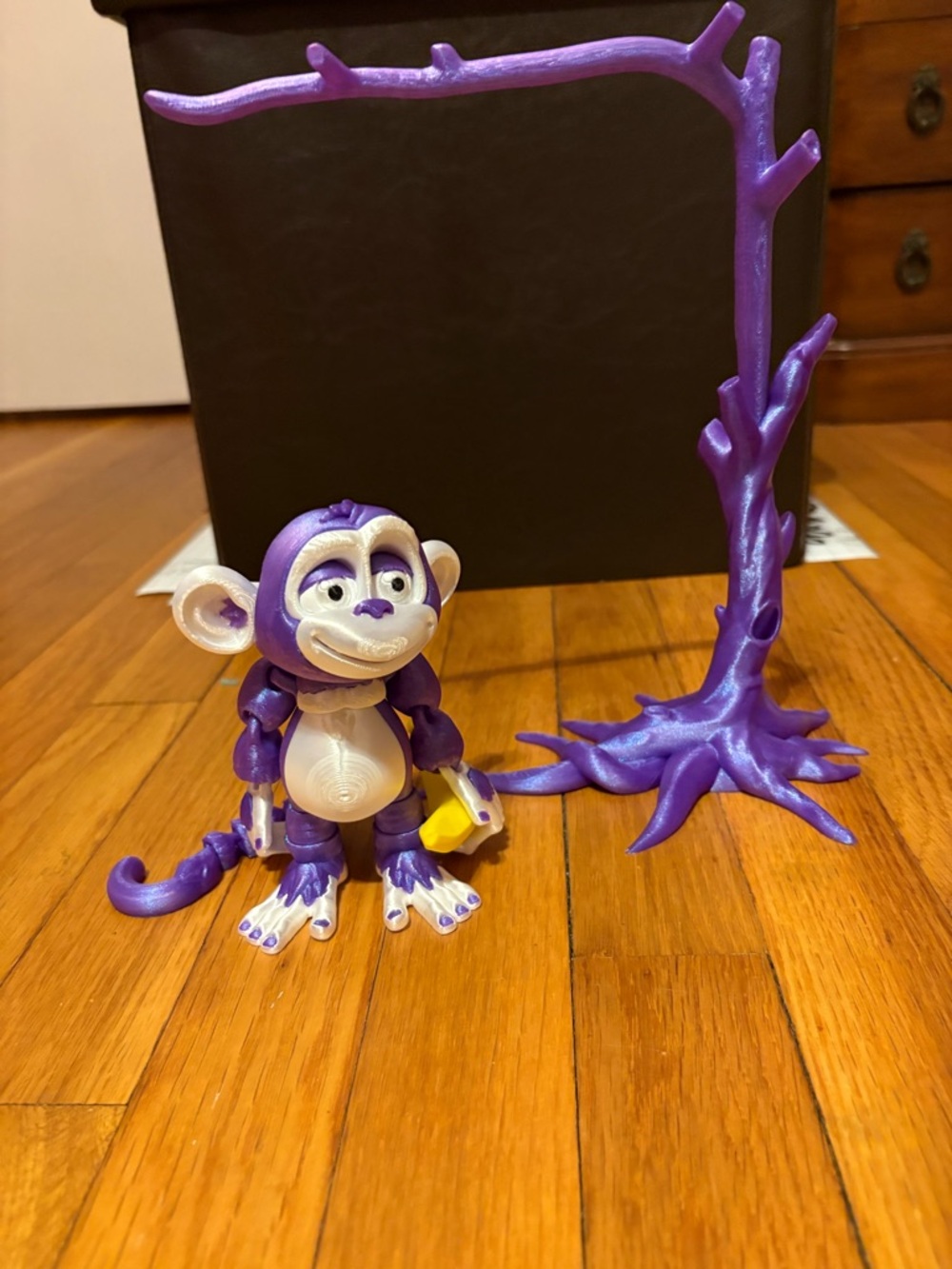 Witchers blue 3d printed monkey with tree toy